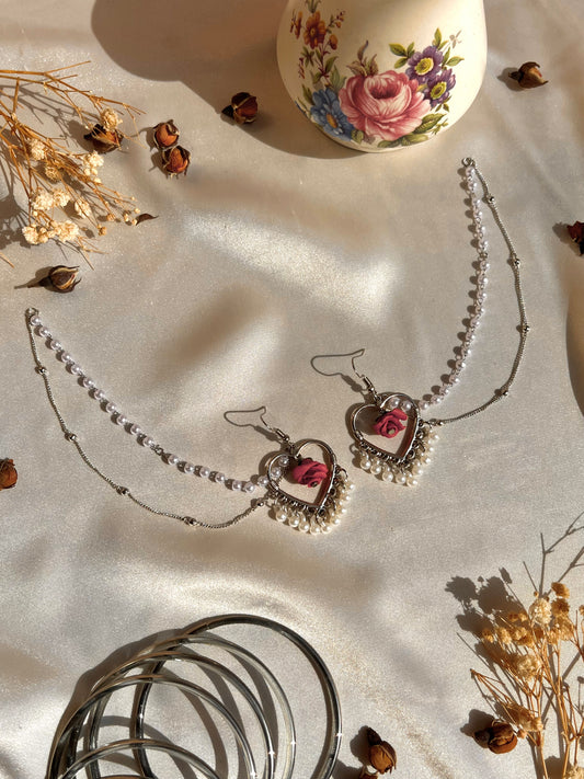 Gul jhumkey with saharey (silver)๐บ๐๏ธ๐ช๐ช