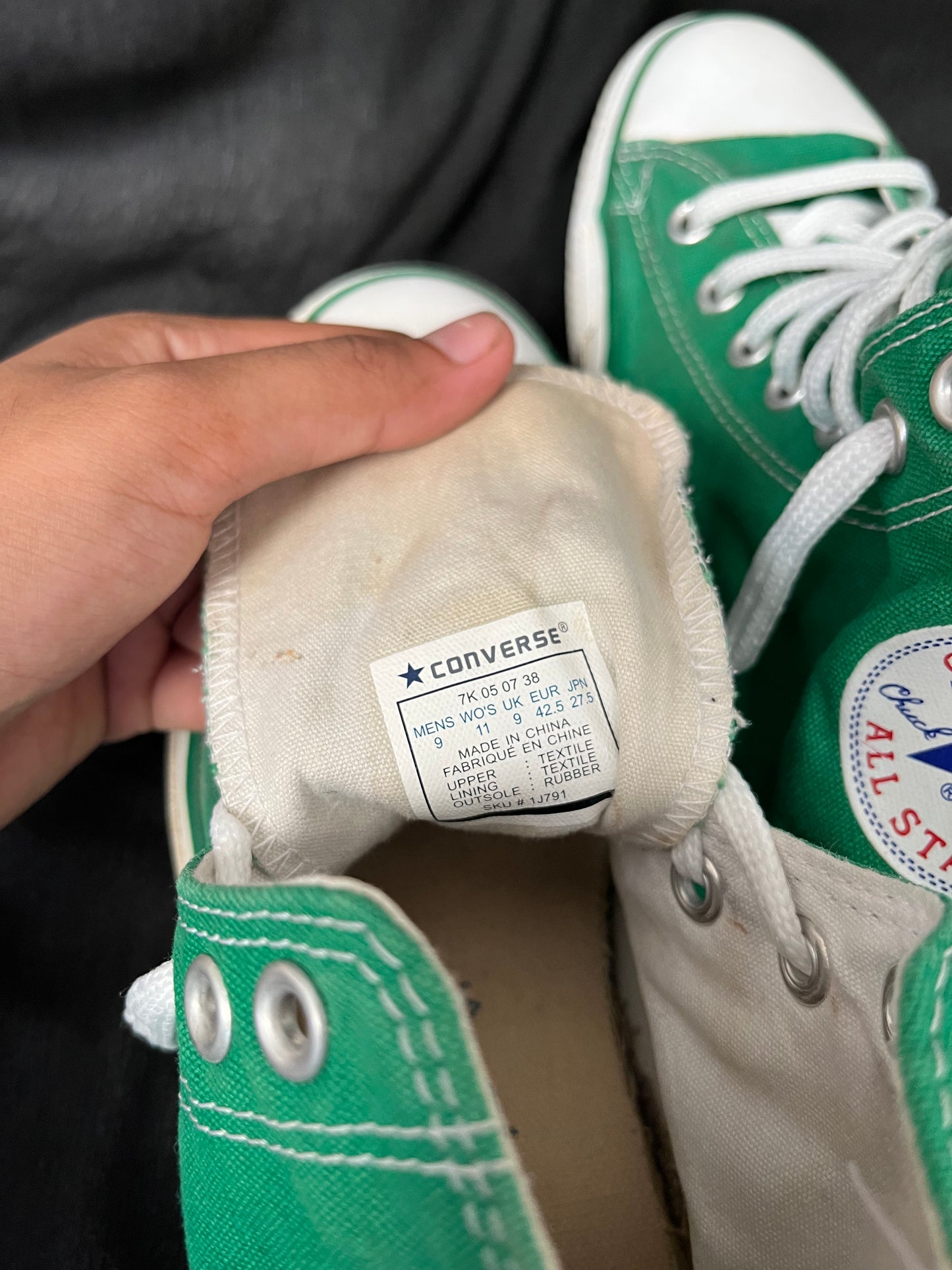 Green hightop converse (42.5)