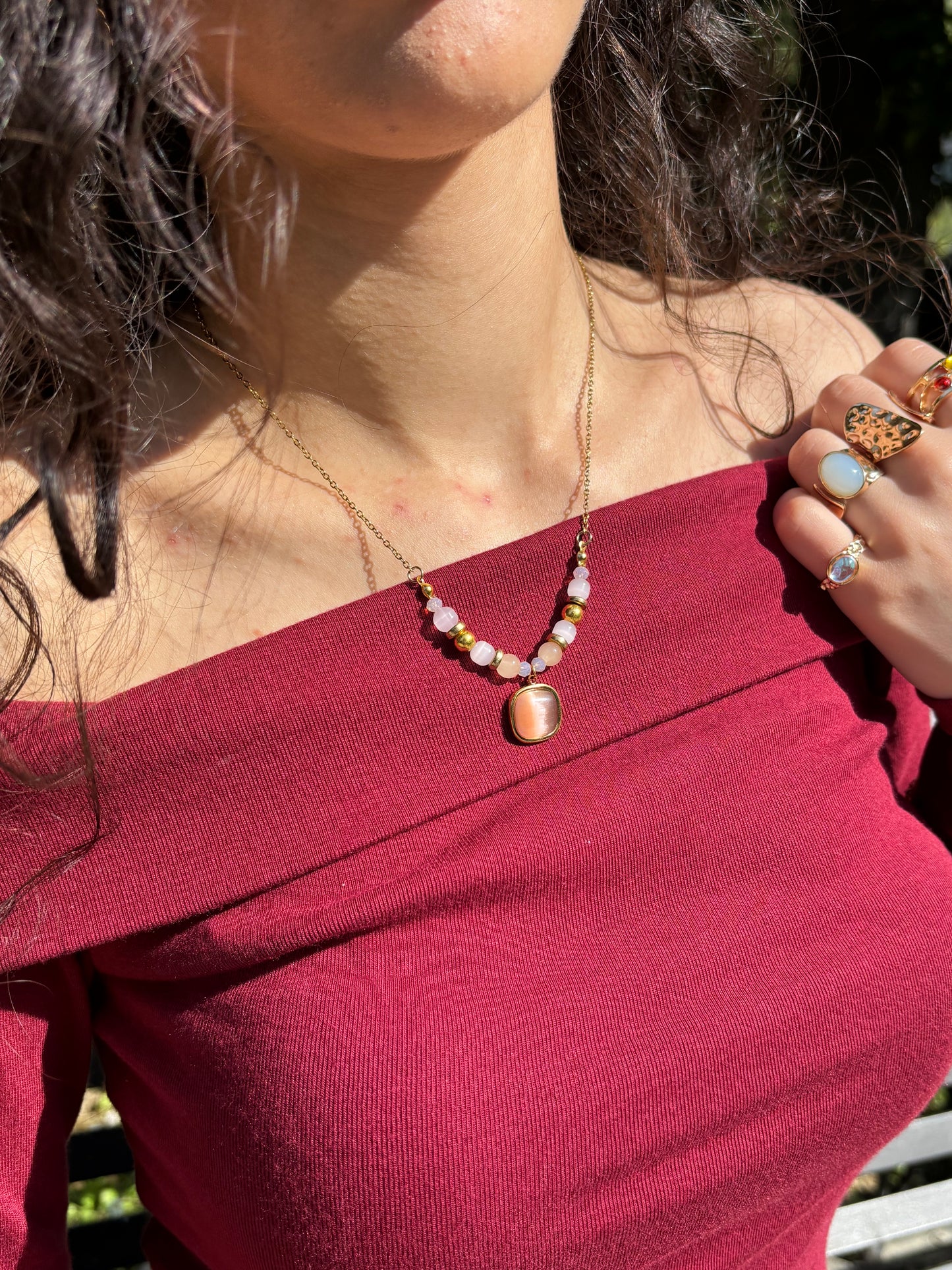 Golden summer stack necklaces