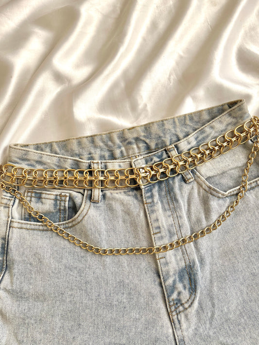 Double layered gold waistchain