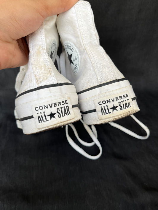 White platform hightop converse