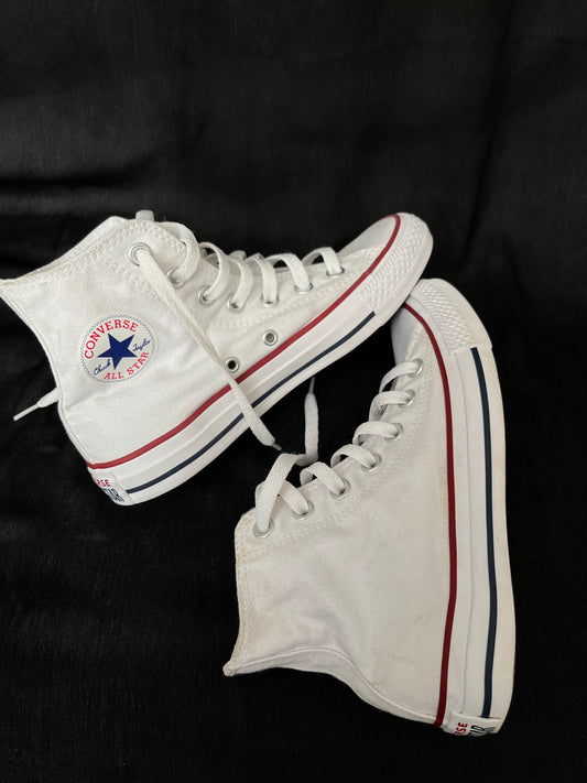 White hightop converse
