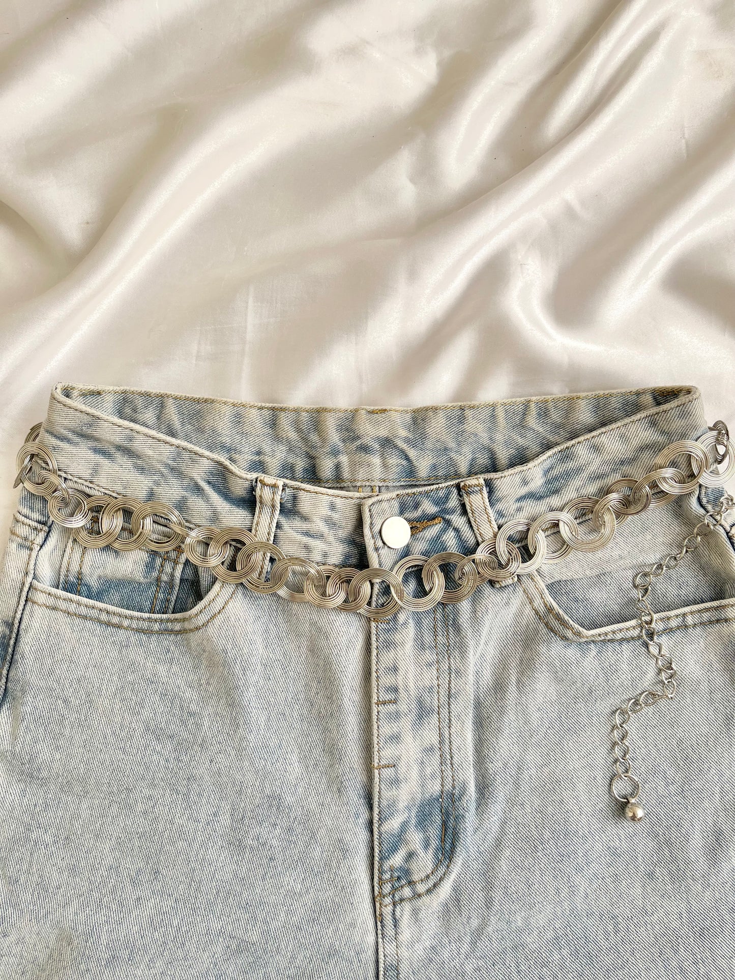 Silver ring waist chain