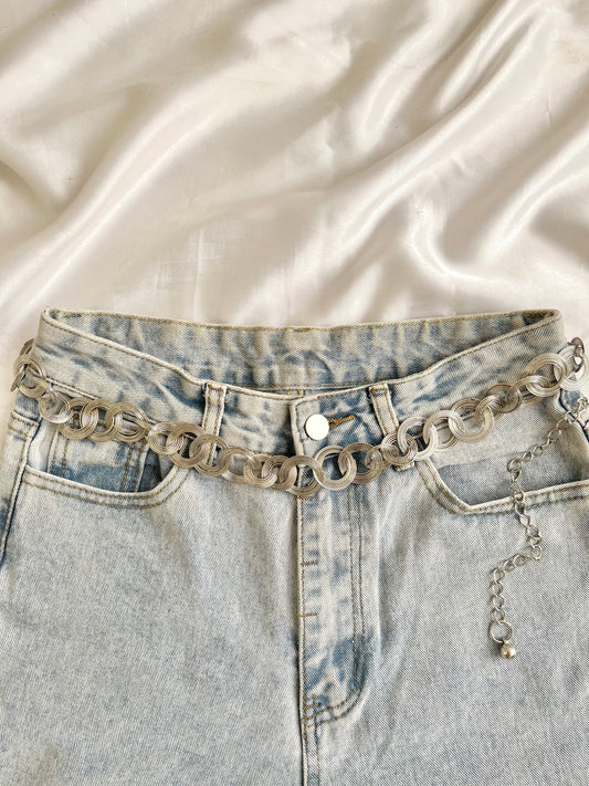 Silver ring waist chain