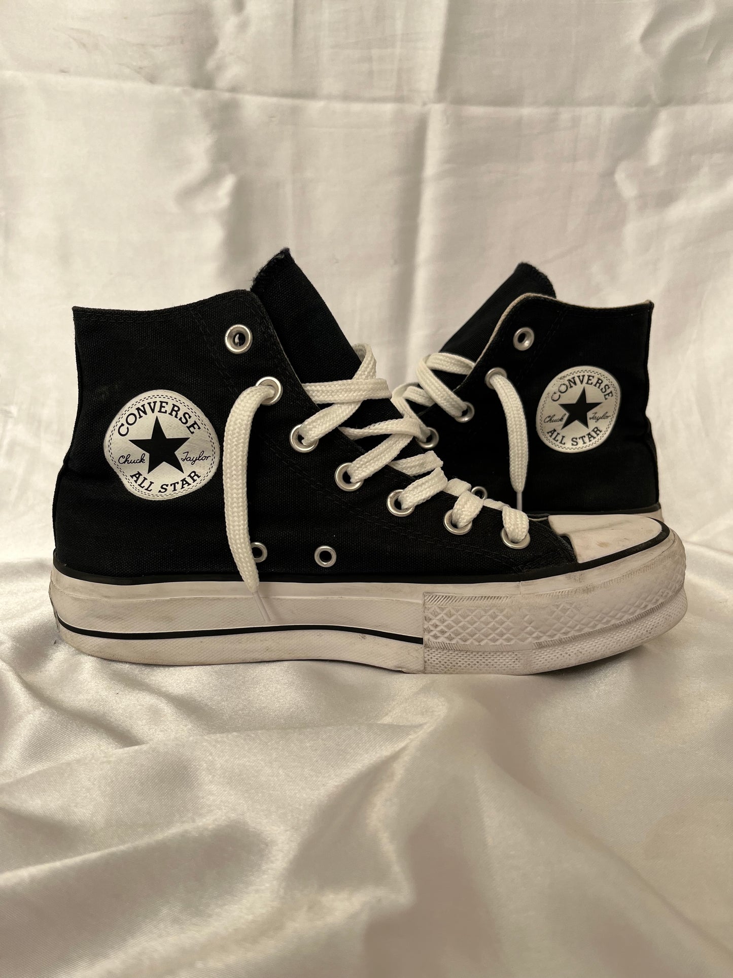 Black platform hightop converse