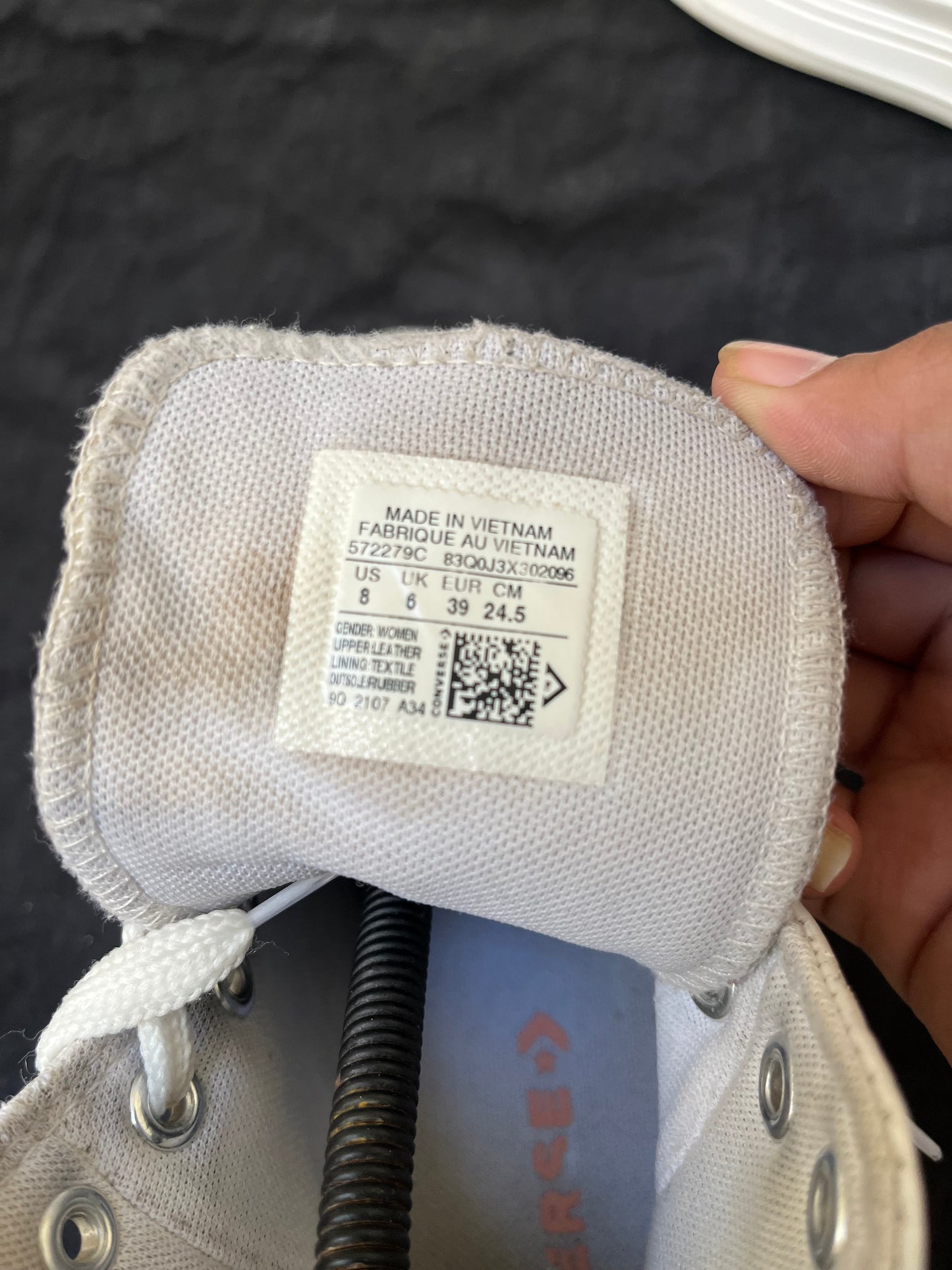 Leather white platform hightops (39)