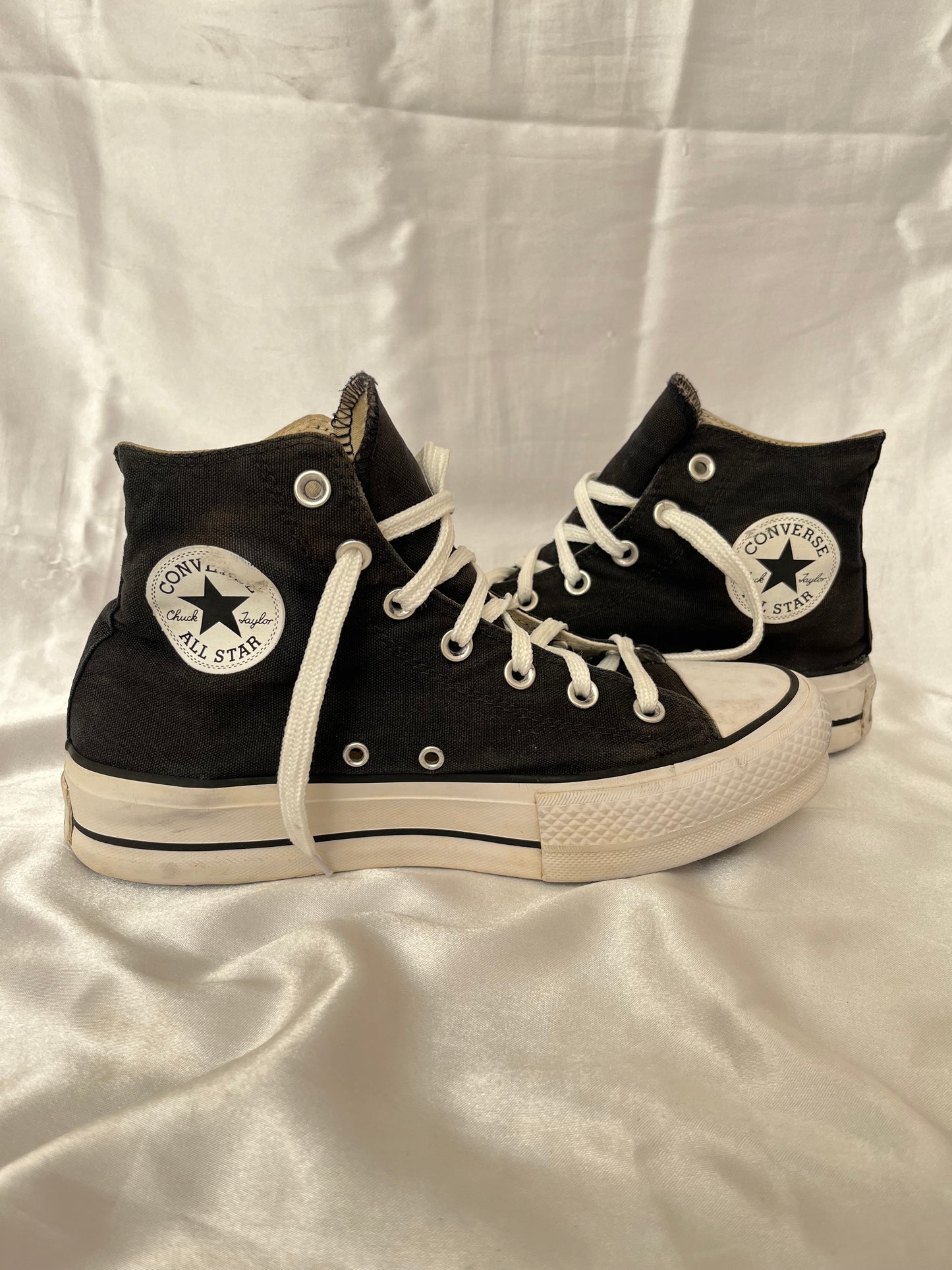Black platform hightop converse