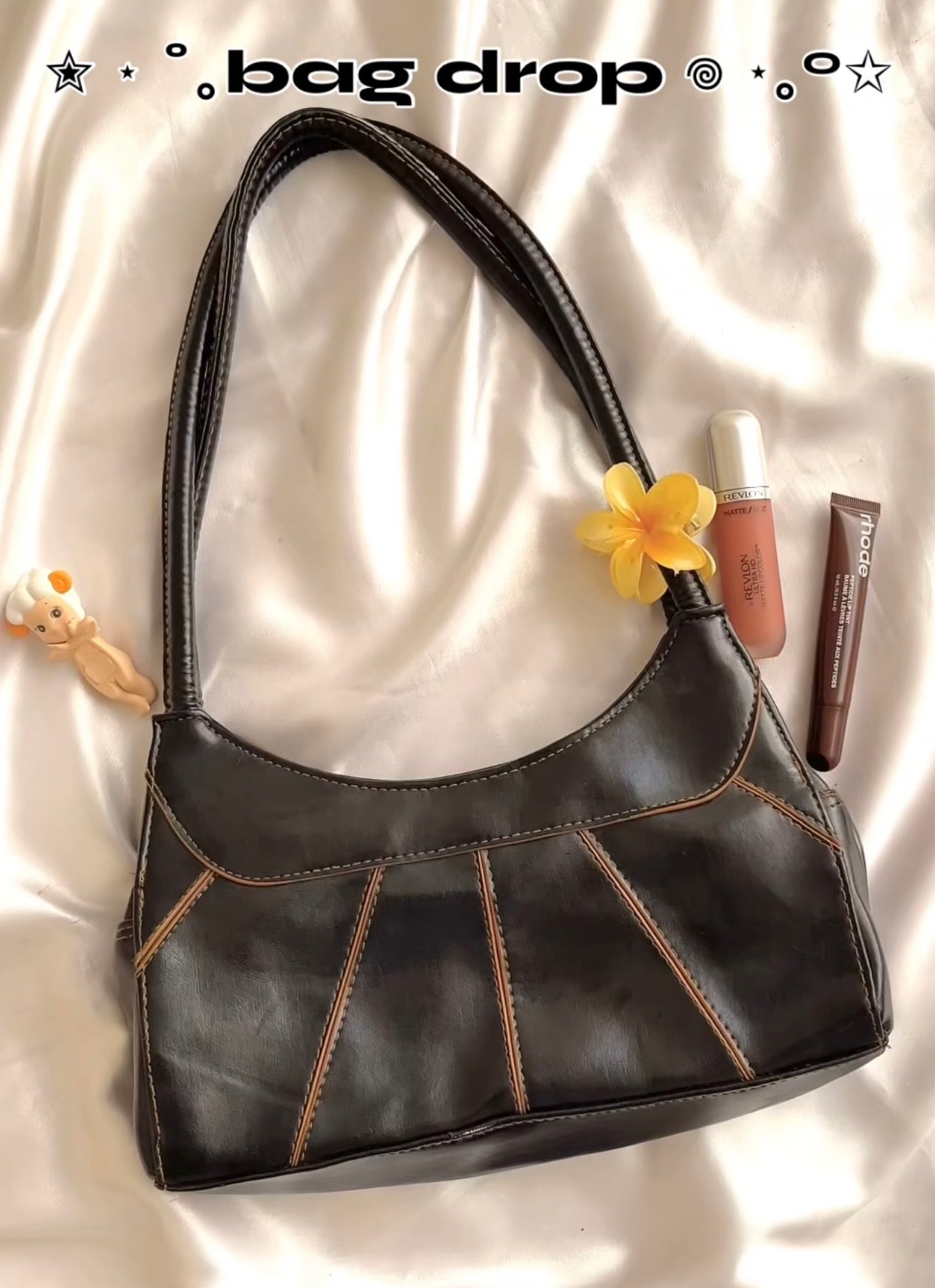 Black leather shoulder bag
