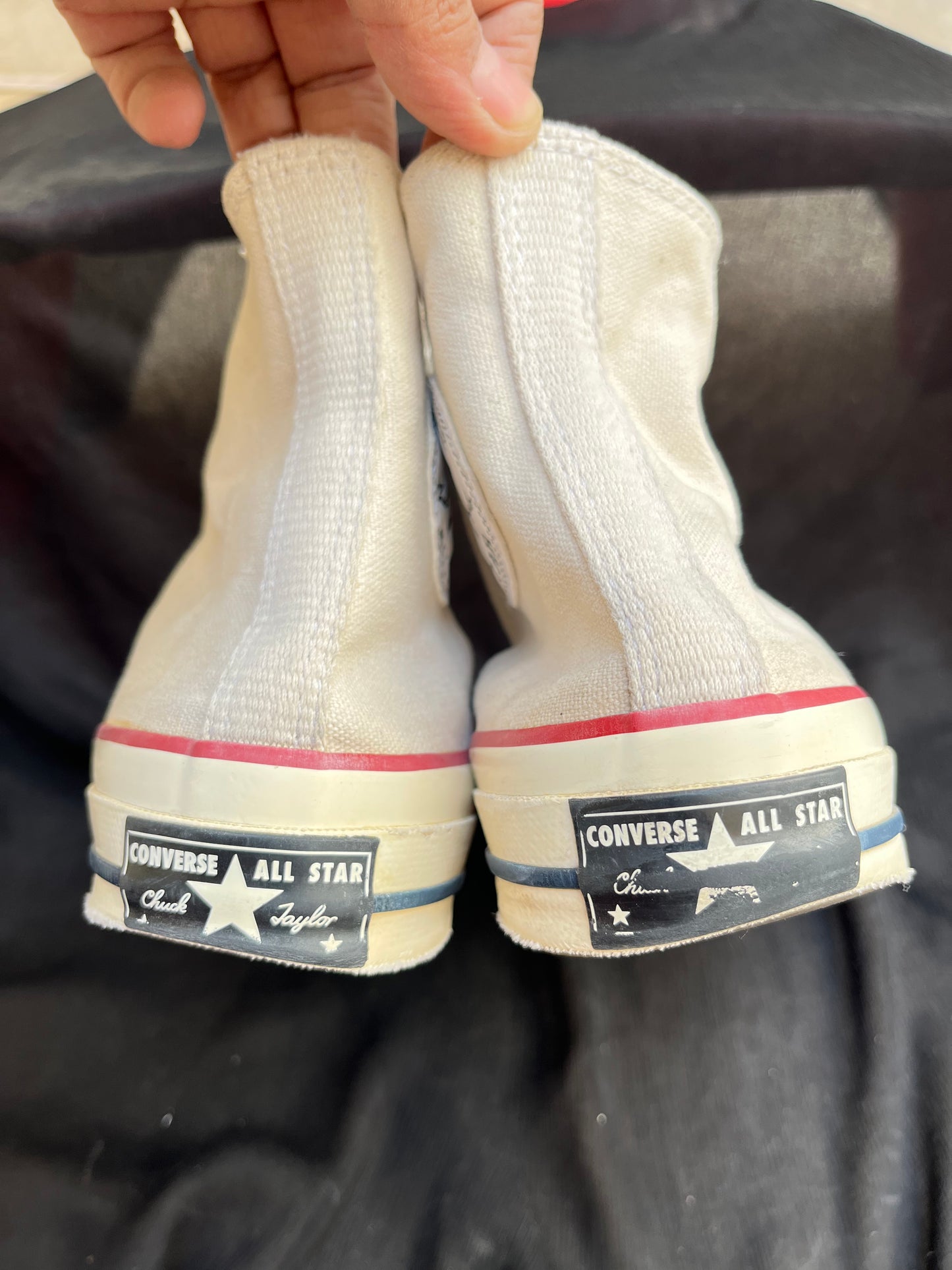 Beige hightop converse 37