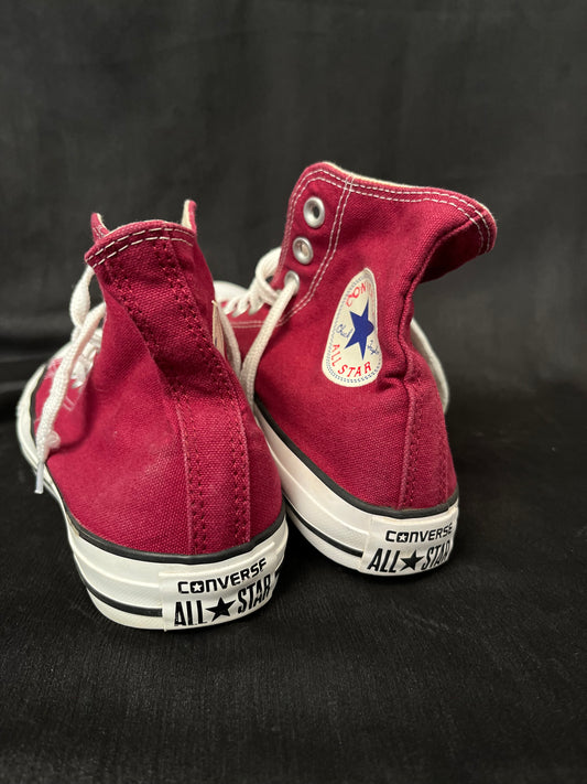Maroon hightop converse