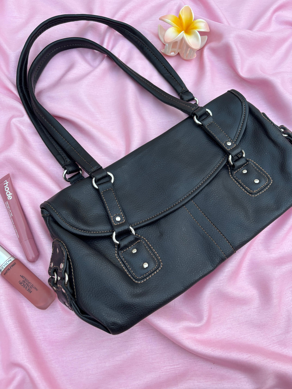 Black leather y2k bag