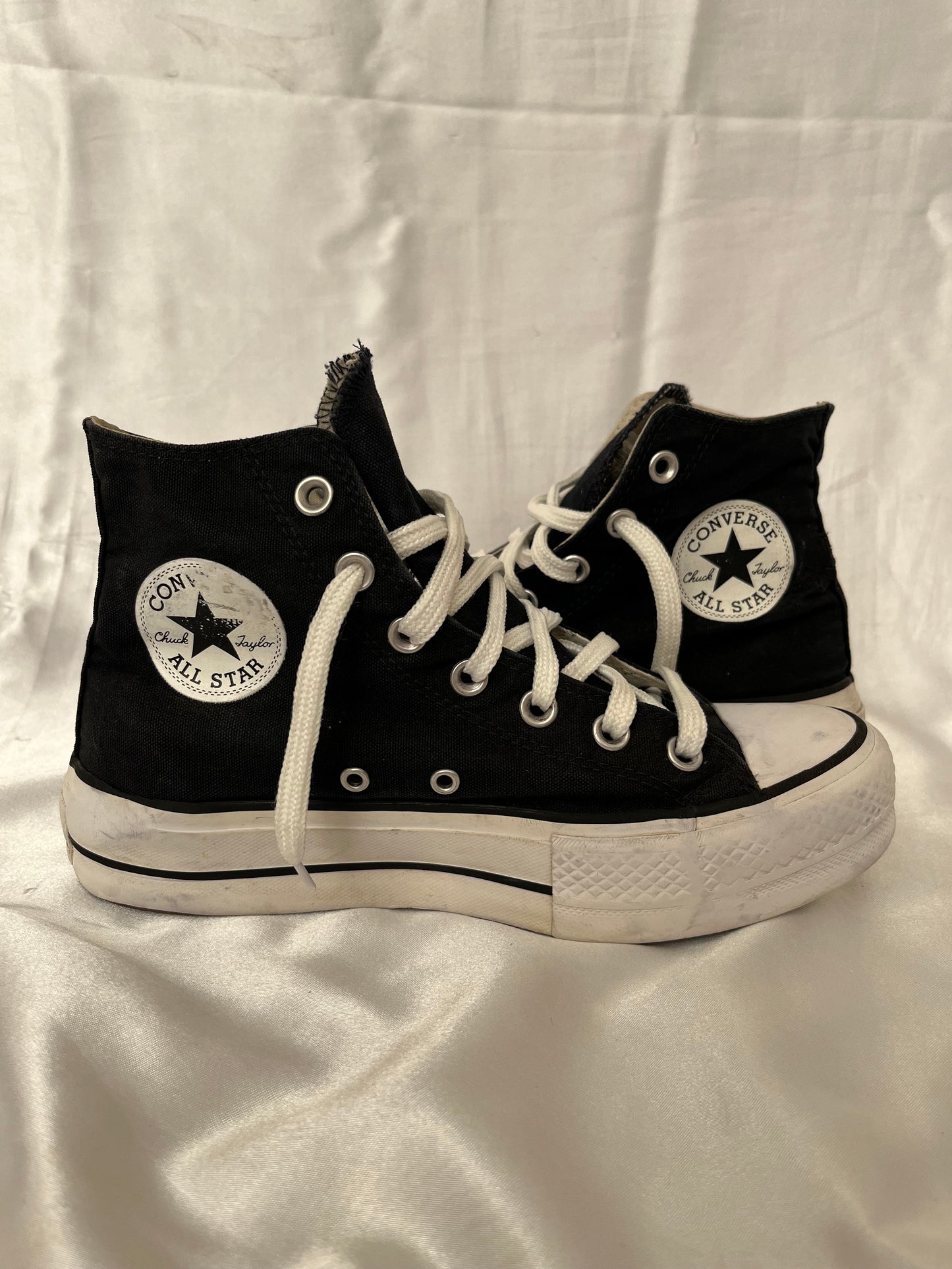 Black platform hightop converse