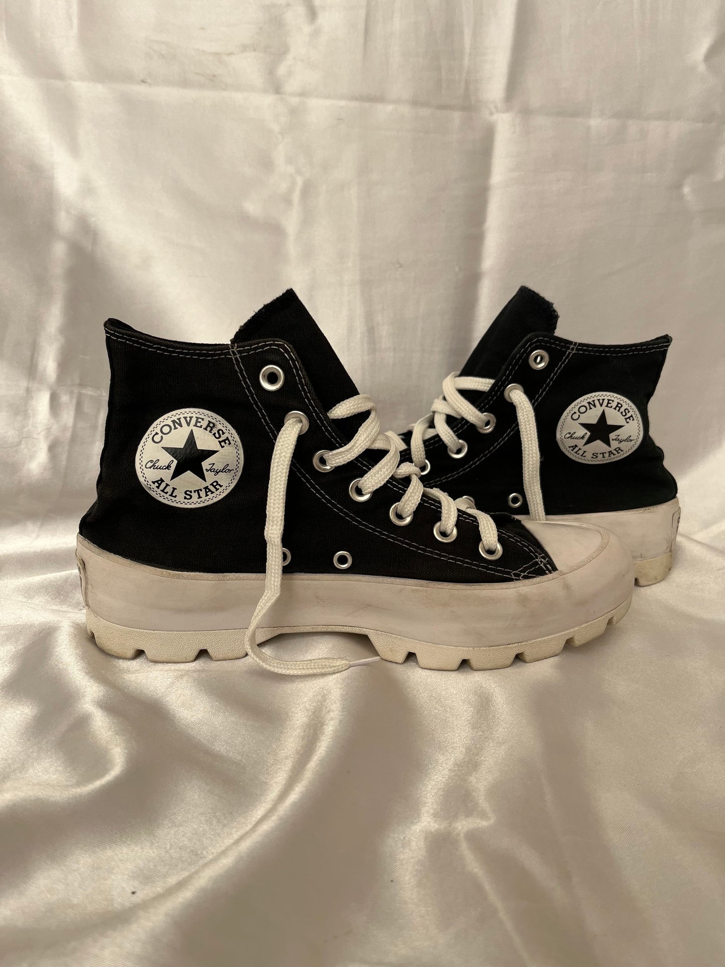 Black lugged hightop converse