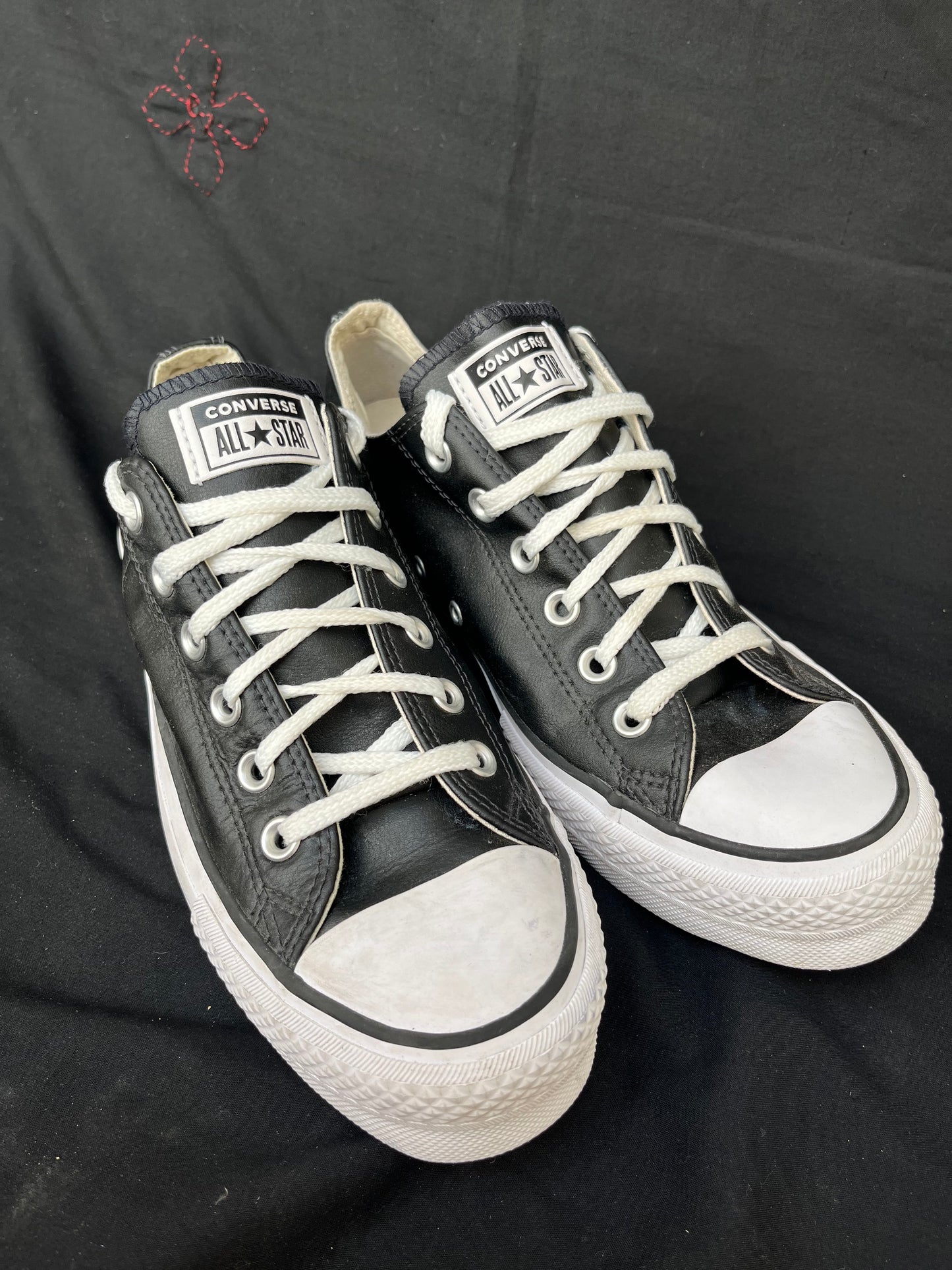 Black platform leather lowtop