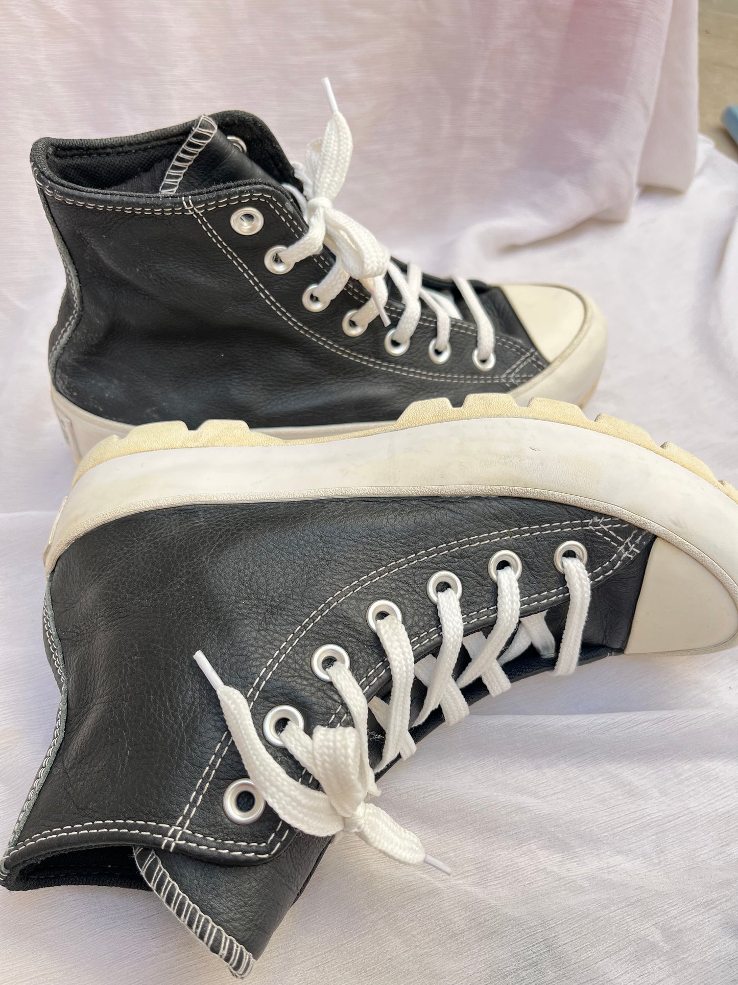 Black Lugged leather hightop