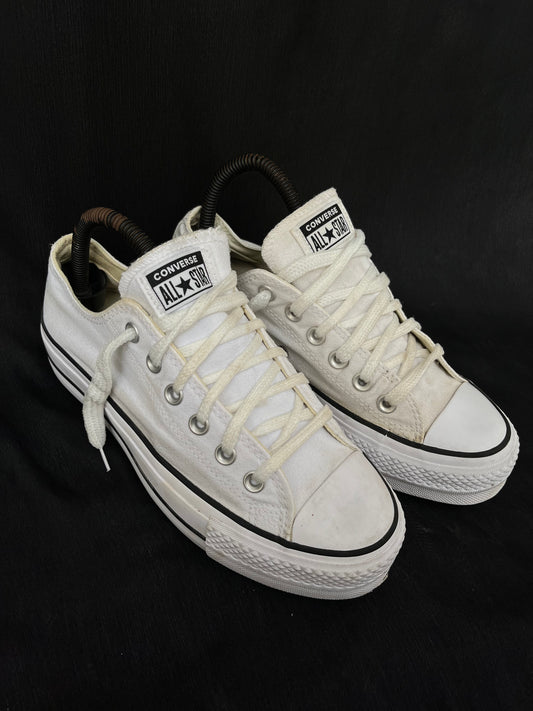 Platform white lowtop converse