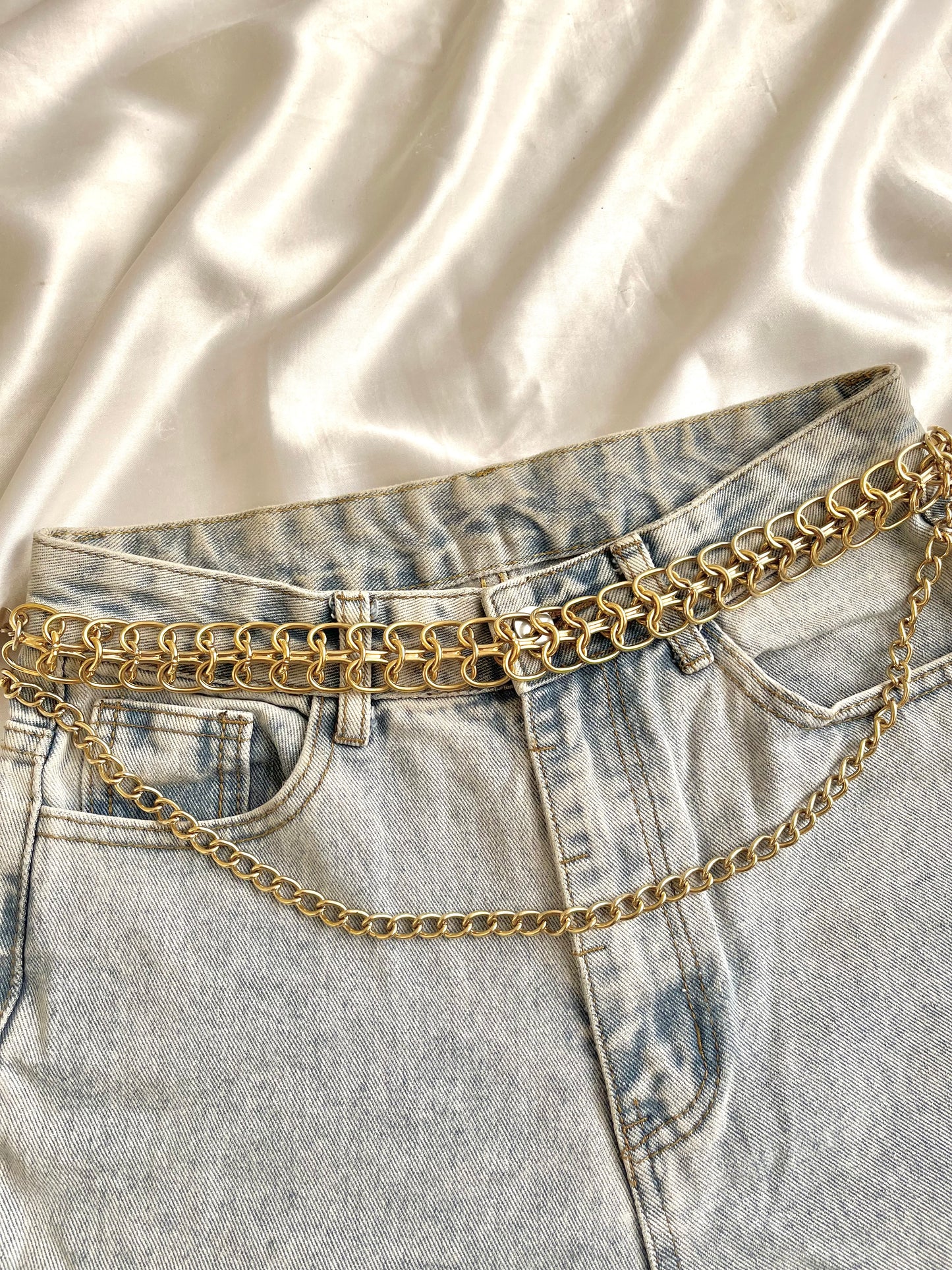 Double layered gold waistchain