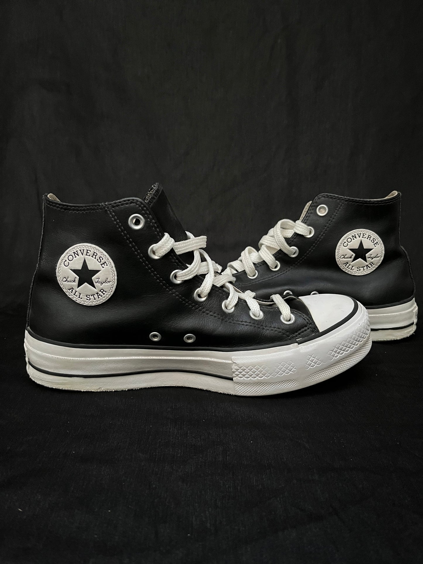 Leather platform black hightops (41)