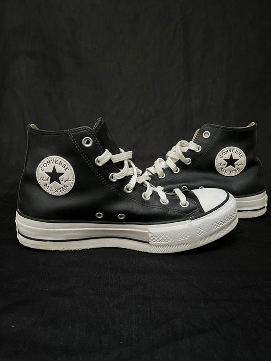 Leather platform black hightops (41)