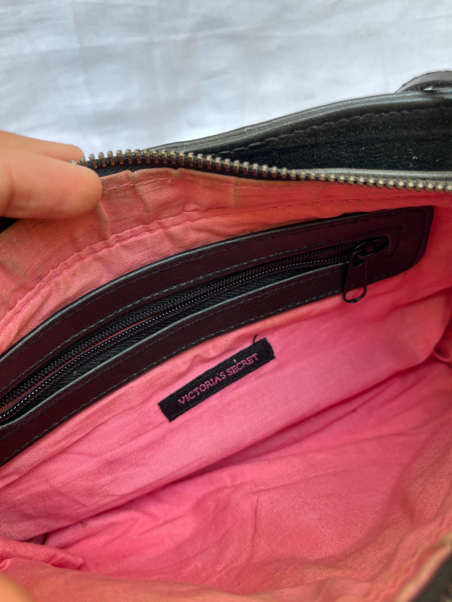Original victoria secret blacl leather shoulder bag