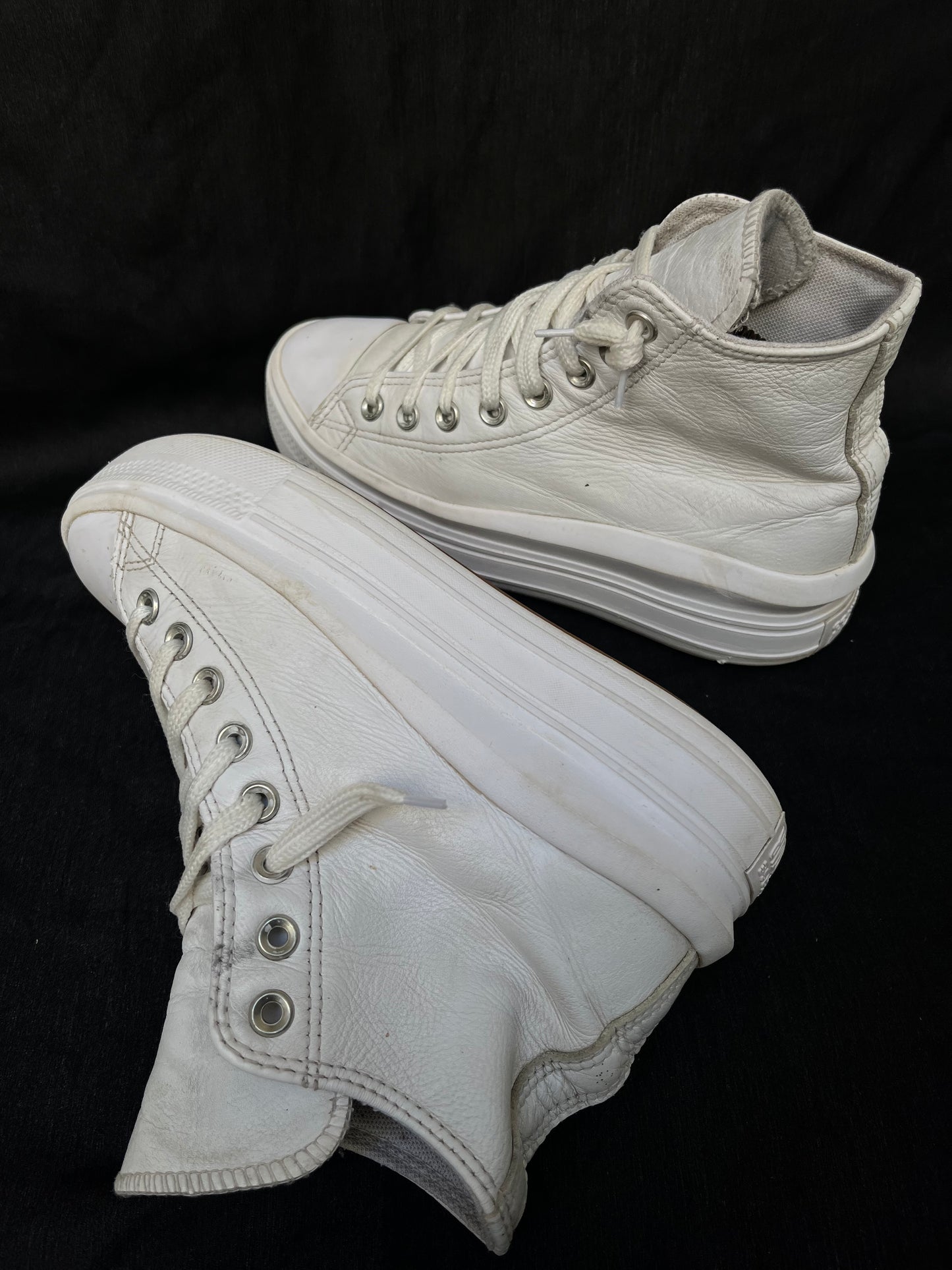 Leather white platform hightops (39)