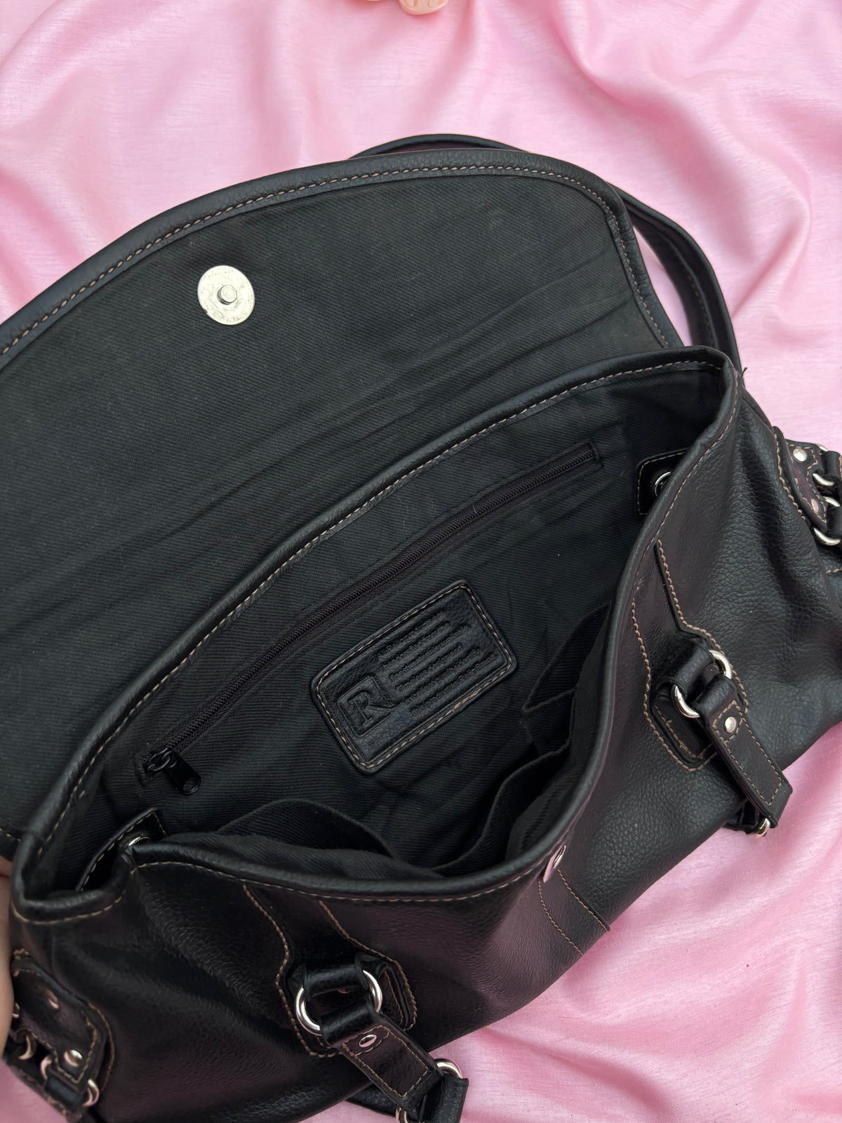 Black leather y2k bag