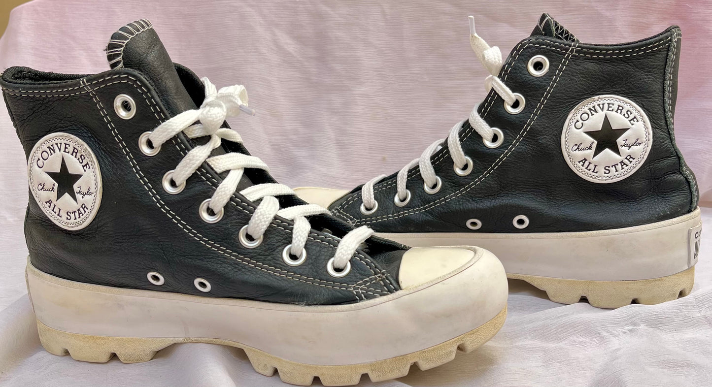 Black Lugged leather hightop