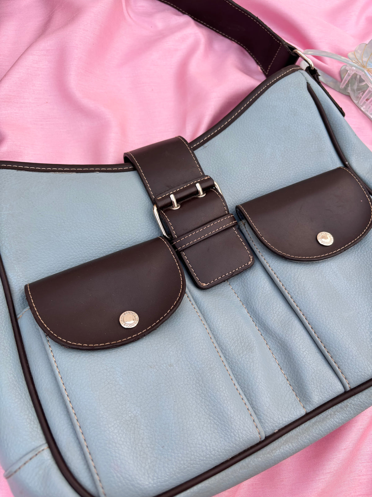 Pastel blue leather bag