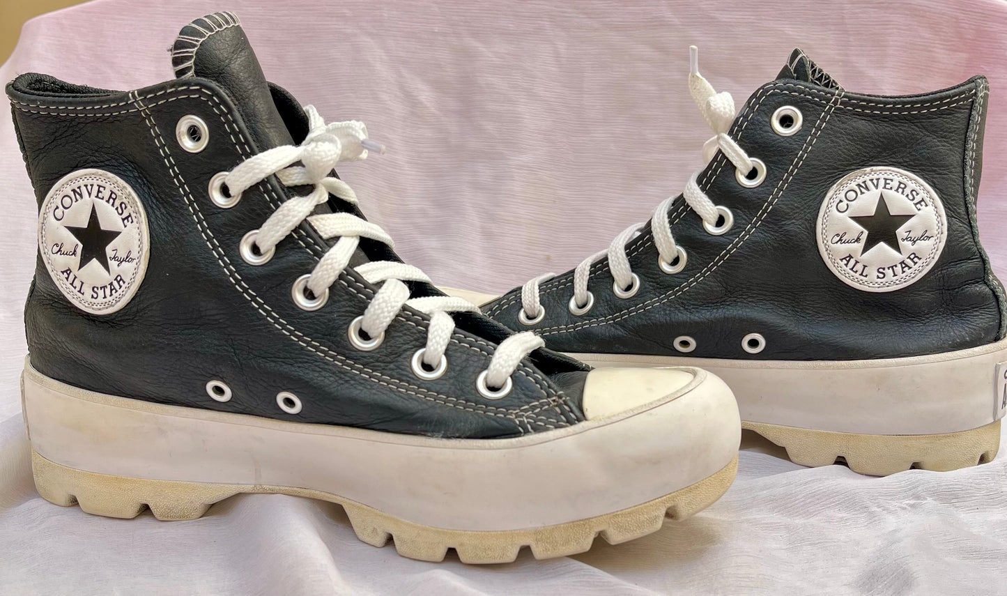 Black Lugged leather hightop