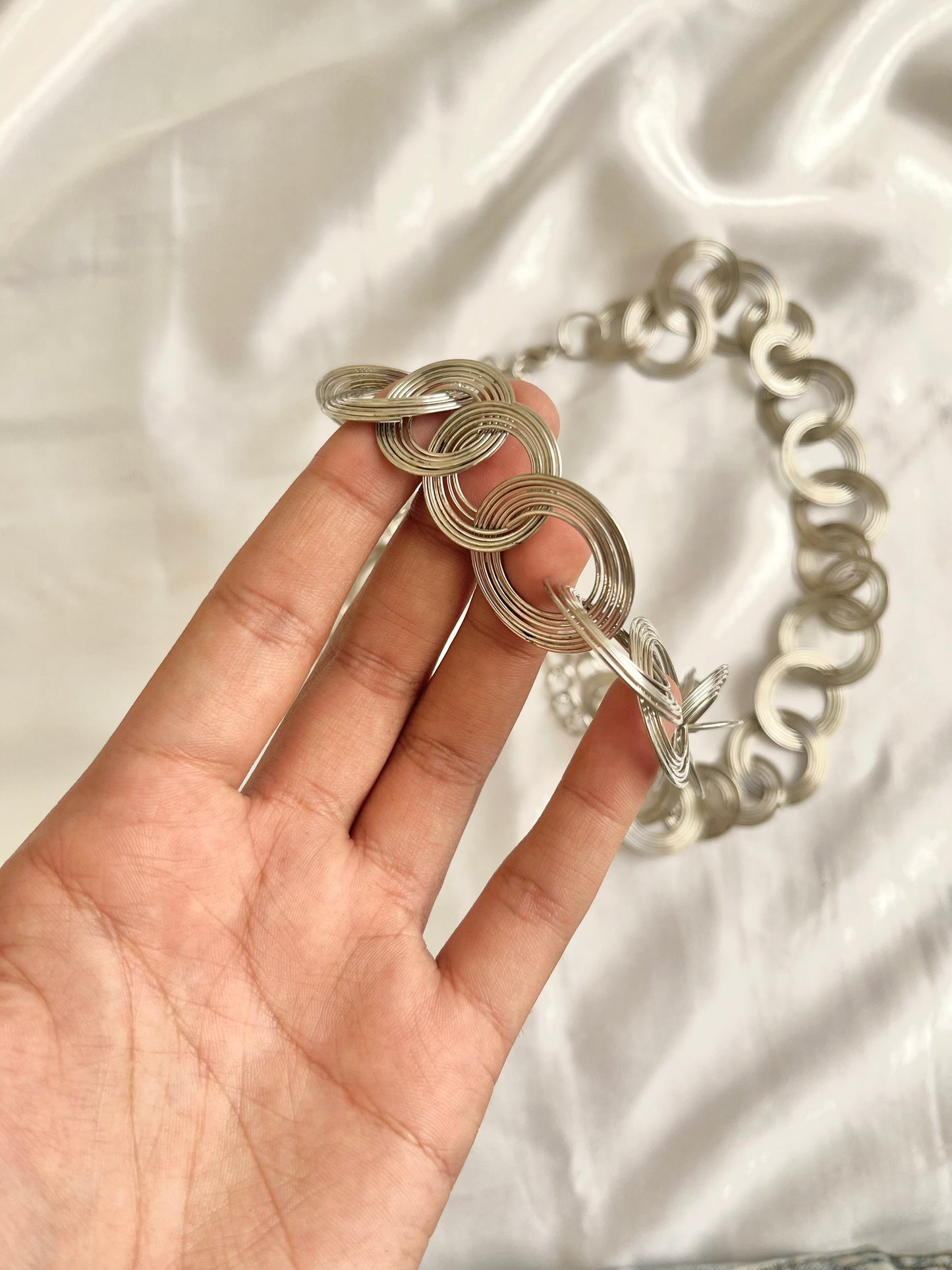 Silver ring waist chain