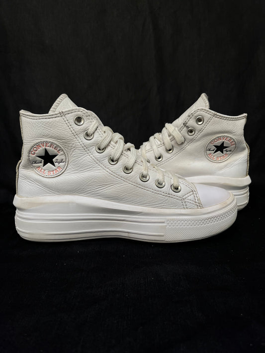 Leather white platform hightops (39)