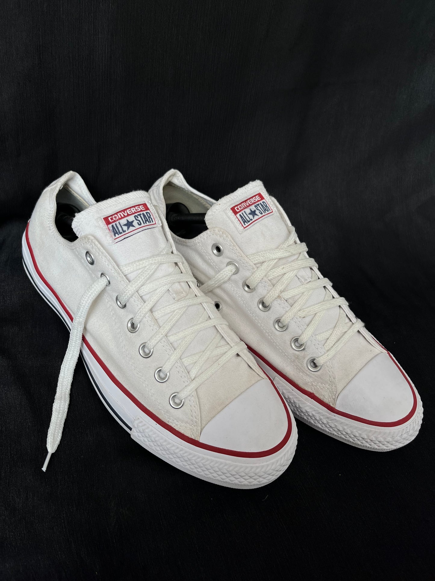 White lowtop converse
