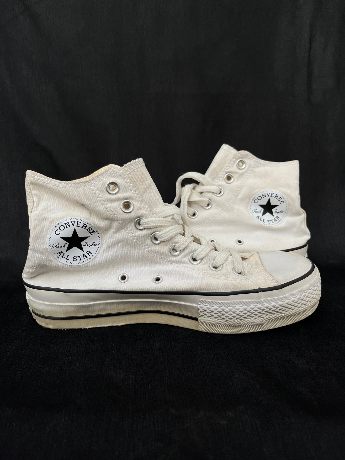 White platform hightop converse
