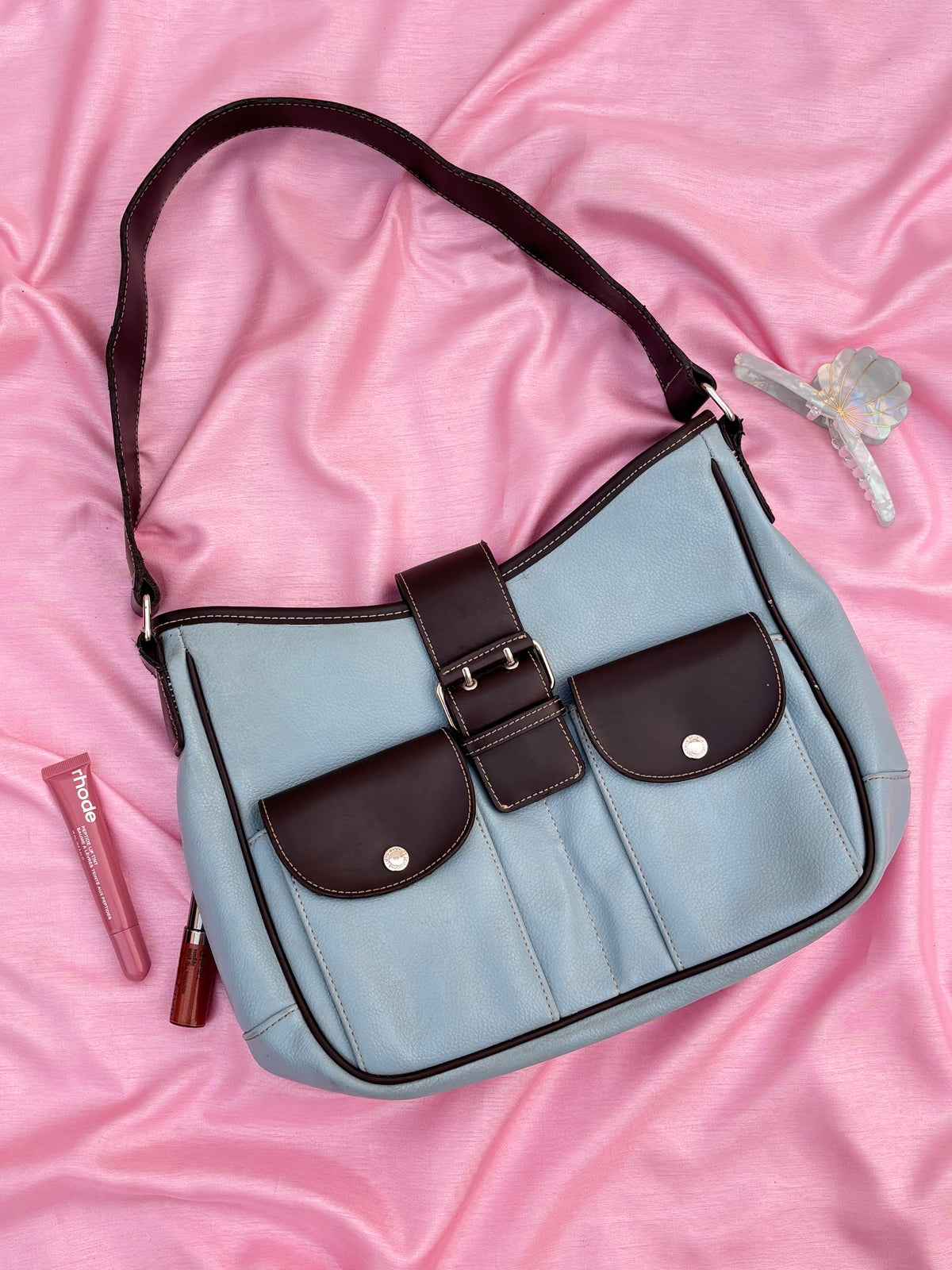 Pastel blue leather bag