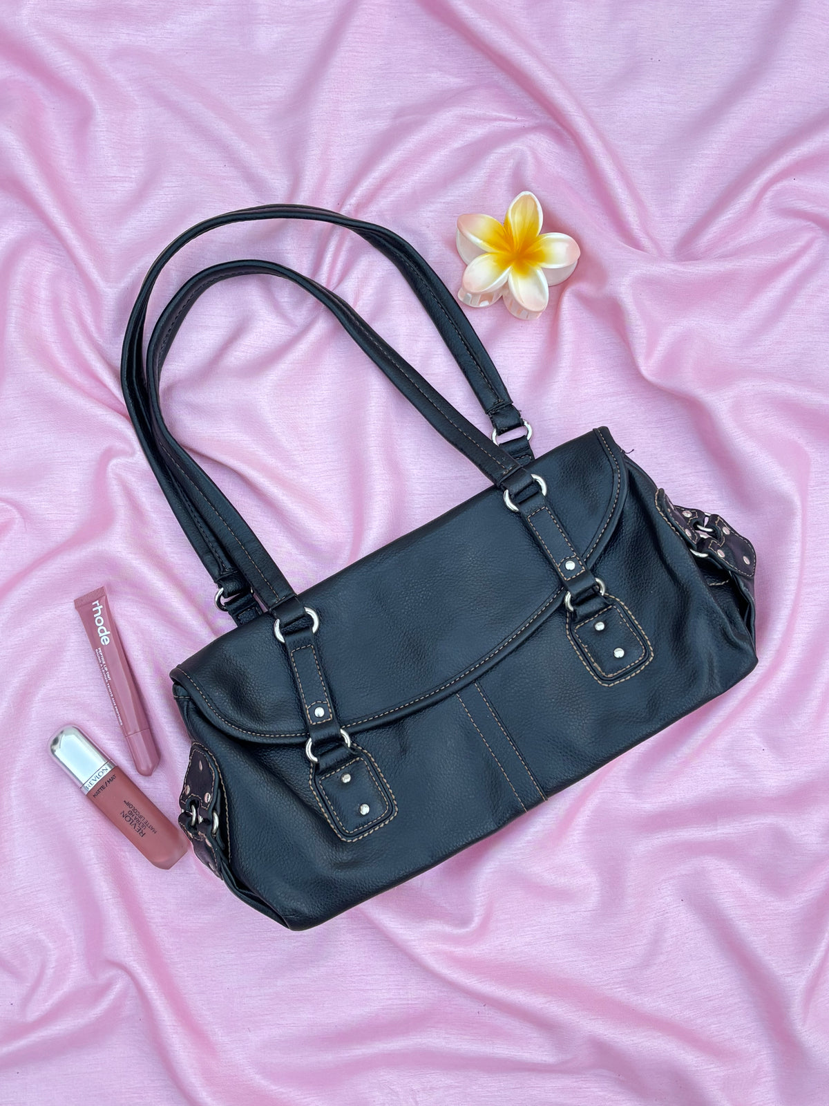 Black leather y2k bag