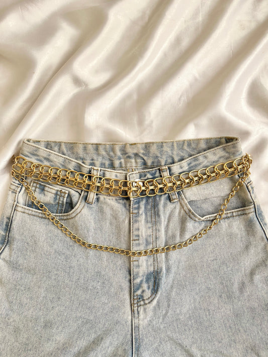 Double layered gold waistchain