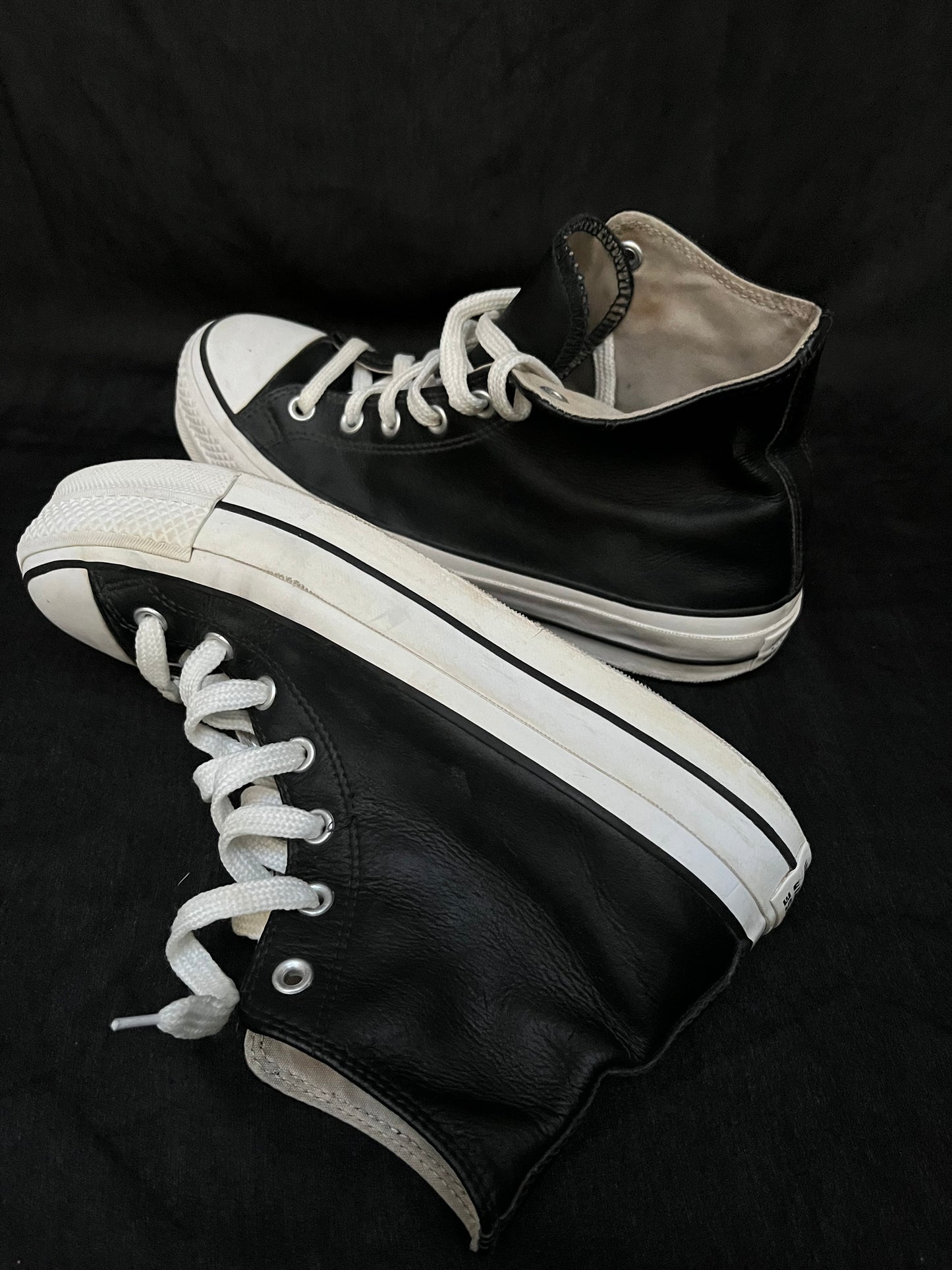 Leather platform black hightops (41)