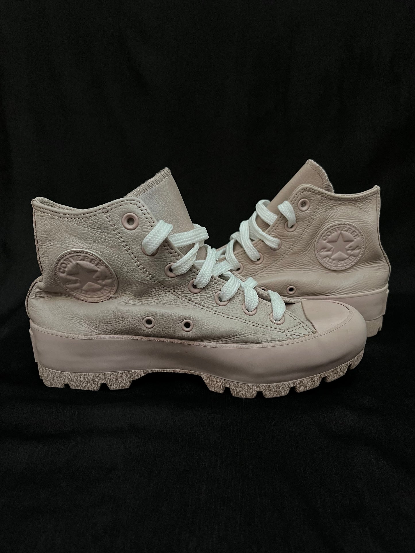 Dusty pink lugged hightops