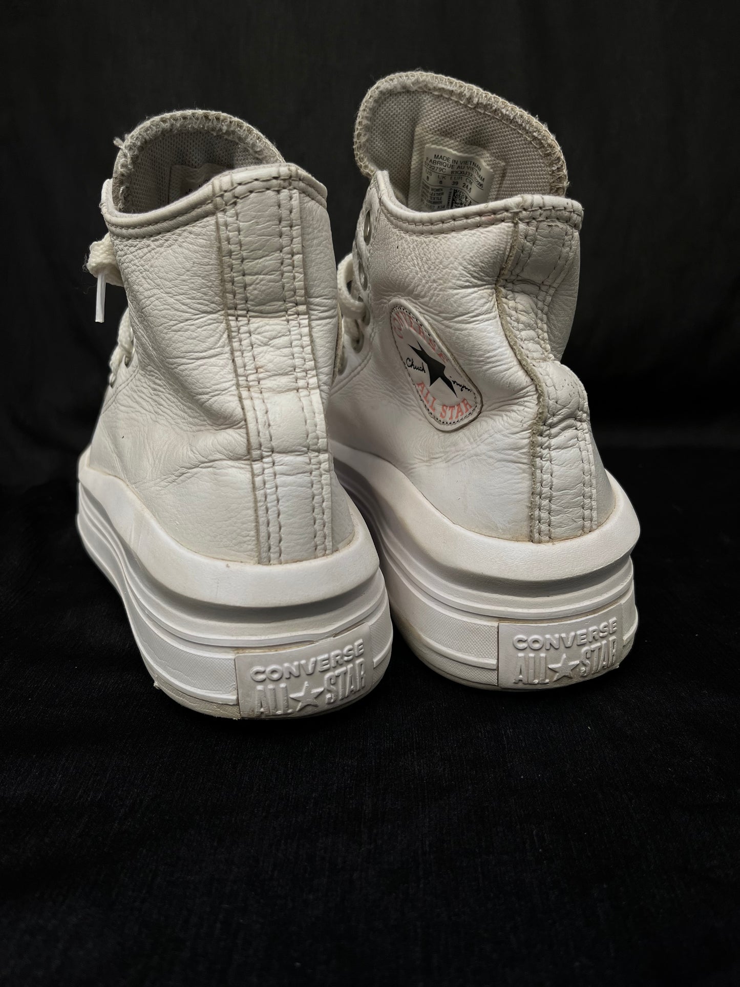 Leather white platform hightops (39)