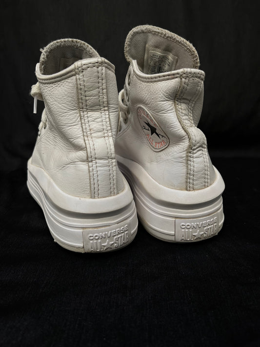 Leather white platform hightops (39)