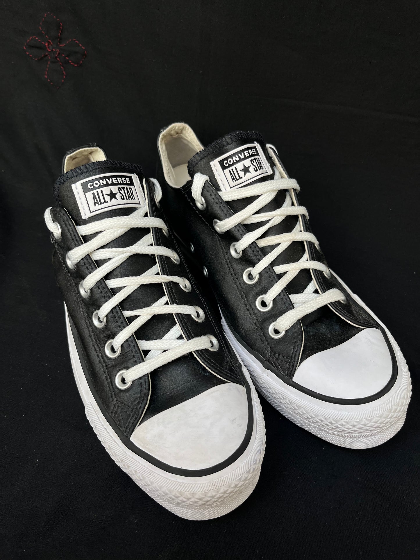 Black platform leather lowtop