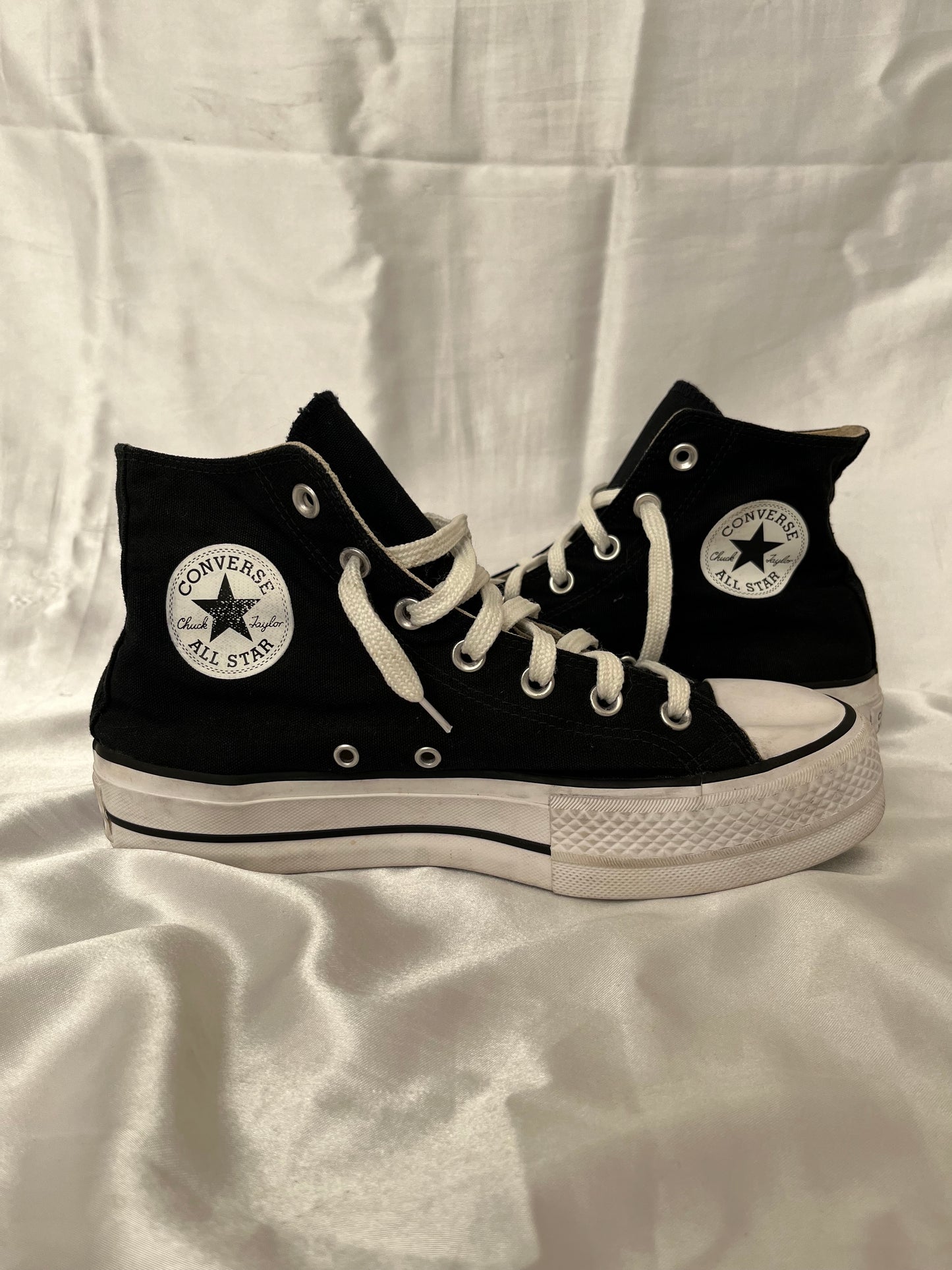 Black platform hightop converse