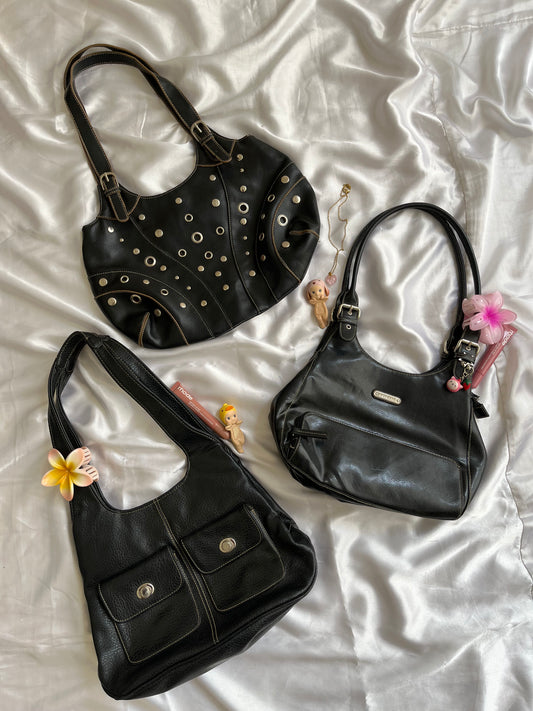Leather shoulder bag drop