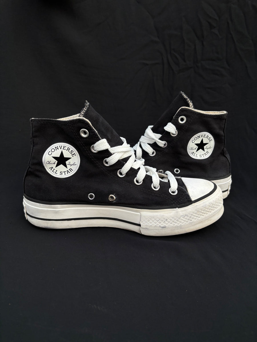 Black platform hightop converse